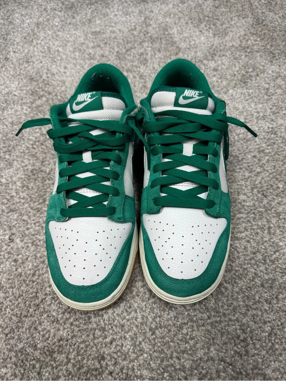 Nike Men’s Green & White Low-Top Sneakers - Suede Accent